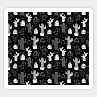 Black & White Cactus Doodle Pattern Sticker